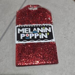 Red Glitter Melanin Poppin' Luggage/Backpack Tag